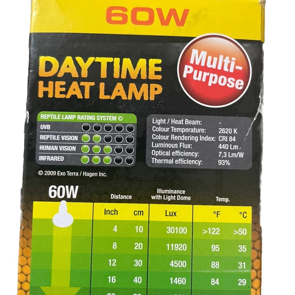 Lot of 2 EXO-TERRA 60w Daytime Heat Lamp Bulbs for Reptiles/ Snakes Terrarium
